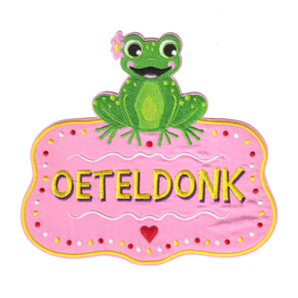 Kikker met bloem roze