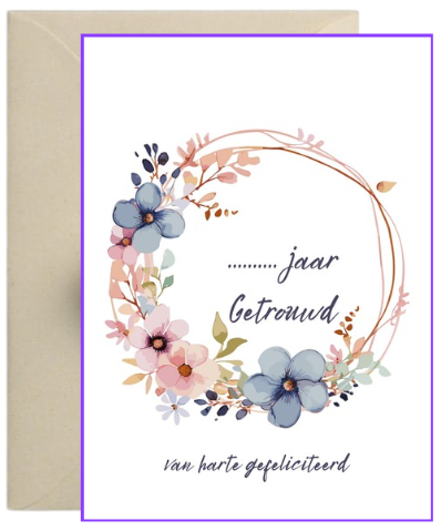 Kaart – ... jaar getrouwd bloemen kader rond