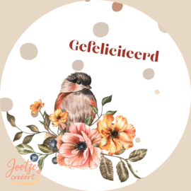 Sluitsticker – Vogel gefeliciteerd feest