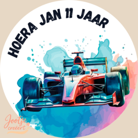 Sluitsticker – Verjaardag Formule 1 Auto (met naam & leeftijd)