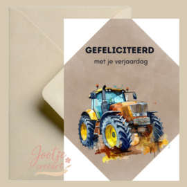 Kaart – Gefeliciteerd gele tractor