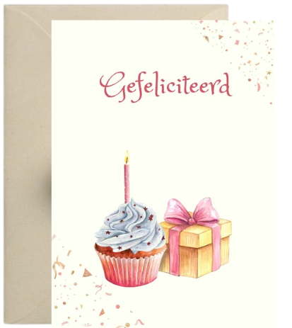 Kaart – Gefeliciteerd cadeau cup cake