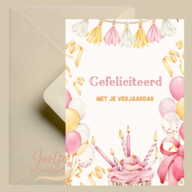 Kaart – Gefeliciteerd en slingers