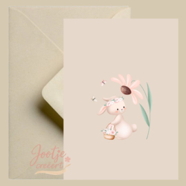 Kaart – Konijn met bloem