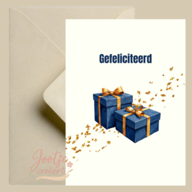 Kaart – Gefeliciteerd cadeau blauw