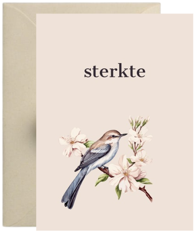 Kaart – Sterkte vogel roze bloem