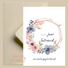Kaart – ... jaar getrouwd bloemen kader rond