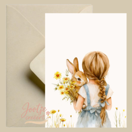 Kaart – meisje met konijn