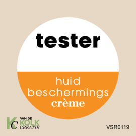 tester etiket | huid beschermings crème
