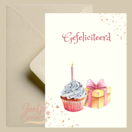 Kaart – Gefeliciteerd cadeau cup cake