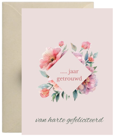 Kaart – ... jaar getrouwd bloemen kader