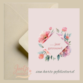 Kaart – ... jaar getrouwd bloemen kader