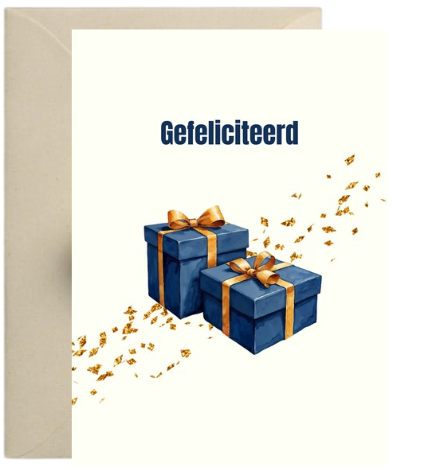 Kaart – Gefeliciteerd cadeau blauw