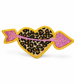 Hartje panter pijl roze glitter