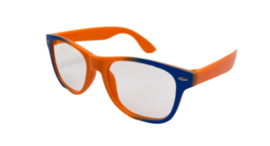 Bril in oranje blauw