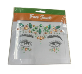Face & body jewels groot groen/oranje