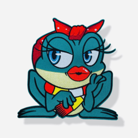 Embleem kikker rode strik (groot)