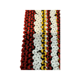 Rood, & geel band met witte pailletten