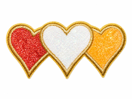 Embleem Oeteldonk 3 x hartjes glitter