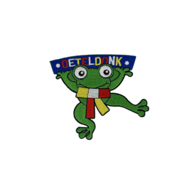Kikker met sjaal oeteldonk in blauw