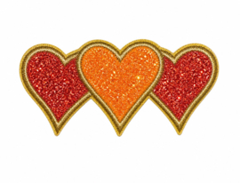 Embleem 3 x hartjes glitter Kielegat