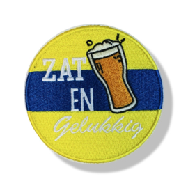 Embleem Zat en Gelukkig rond Blauw/geel