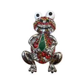 Broche kikker met stropdas