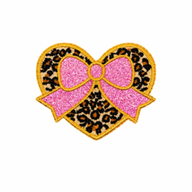 Hart panter met roze glitter strik