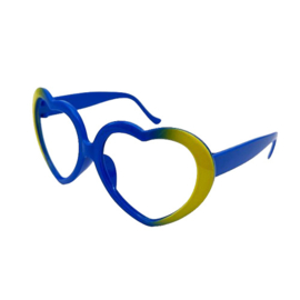 Hartjes bril zonder glas blauw/geel*