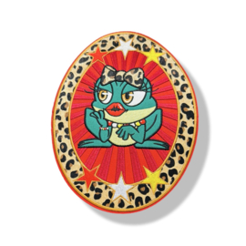 Embleem kikker ovaal met panter (groot)