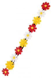 Hoofdband kleine bloemetjes rood, wit & geel