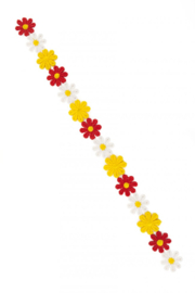 Bloemetjesband 3m rood/wit/geel