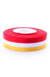 Medaille lint rood/wit/geel 25mm per 25 meter op rol