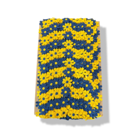 Fournituren bloemenband Blauw/Geel