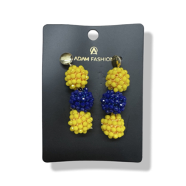 Oorbellen blauw/geel 3 x ballen