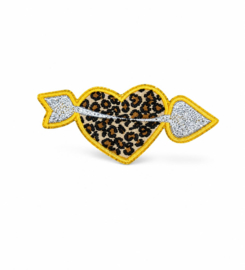 Hartje panter pijl zilver glitter