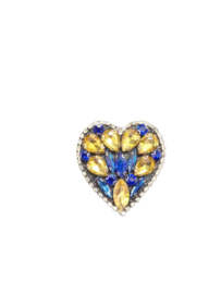 Hart met steentjes Blauw/Geel