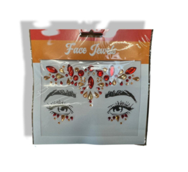 Face Jewels groot Rood/Oranje