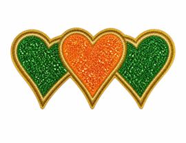 Embleem 3 x hartjes glitter Kruikenstad