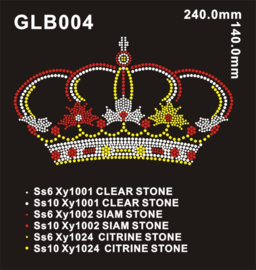 Strass kroon rood wit geel