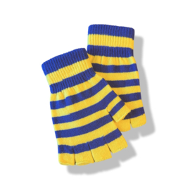 Vingerloze handschoen blauw/geel