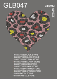 Strass Panter hart rood,wit & geel