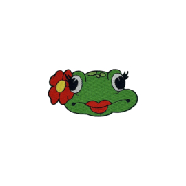 Kikker met rode bloem