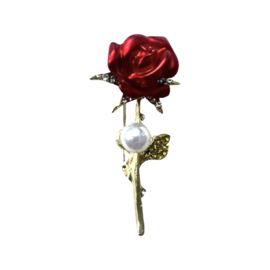 Broche Roos met parel