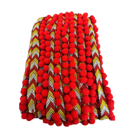 Pompomband rood/wit/geel