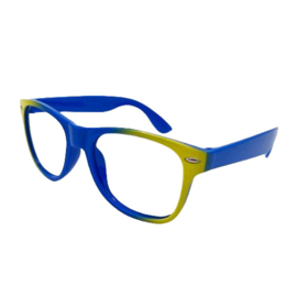 Bril zonder glas blauw/geel*
