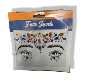 Face & body Jewels groot Blauw/Oranje*