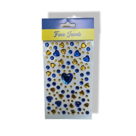 Face & body jewels hartjes blauw geel