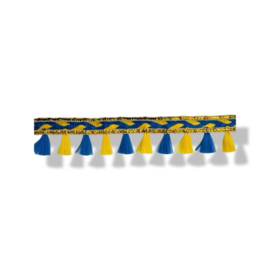 Fourniturenband flosjes ibiza Blauw/Geel (25 mt)