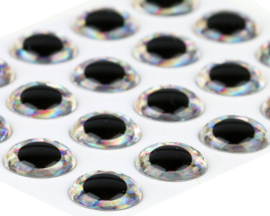 3D Epoxy eyes - holo silver 8mm